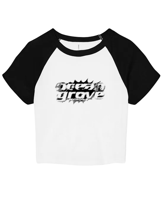 Logo Raglan Cropped Tee - Black/White